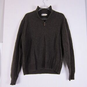 Vintage Brown J Crew Pullover Mens Large Quarter Zip 100% Wool